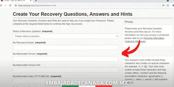 04. Registra los datos para acceder a tu cuenta de inmigración y visas Canadá